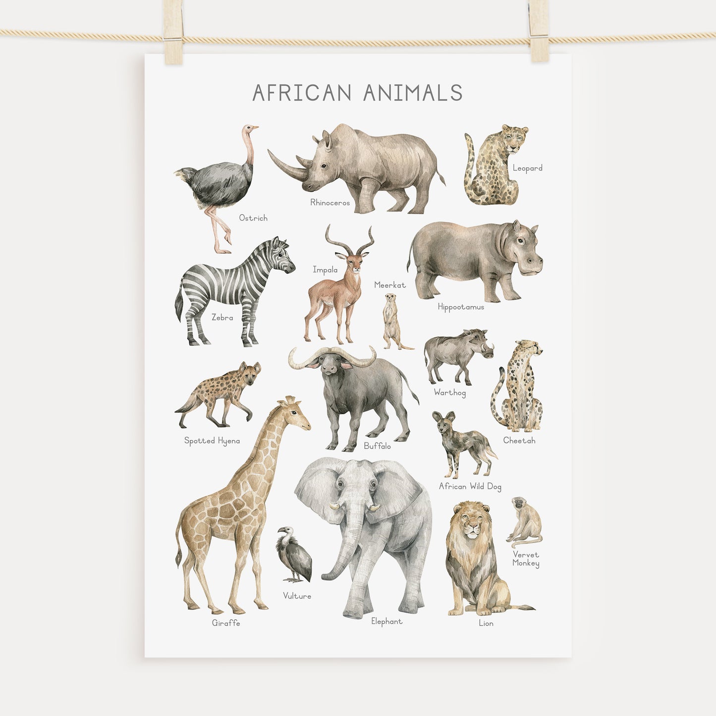 African Animals - Printable Wall Art - Instant Download