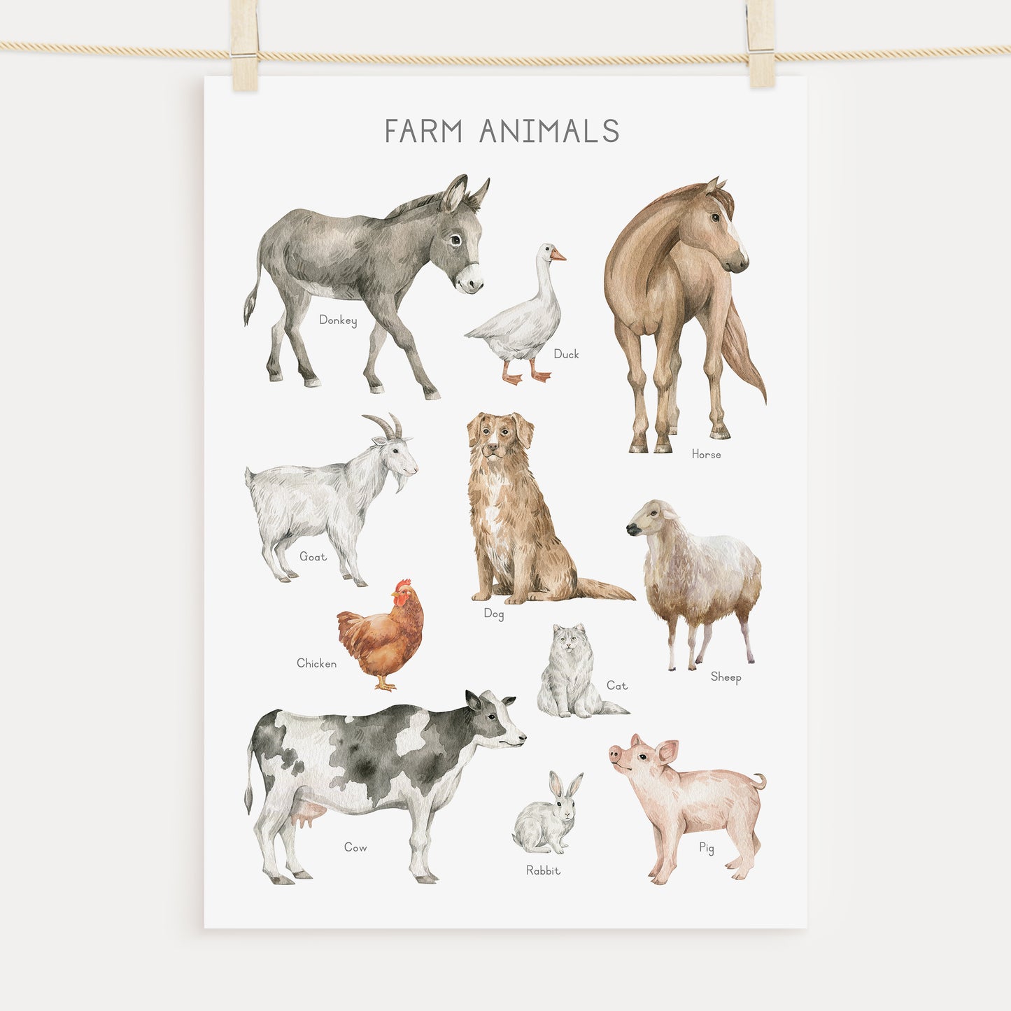 Farm Animals - Printable Wall Art - Instant Download
