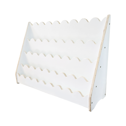Kids Scallop Floor Bookshelf – WHITE | Montessori | Kids Bookshelf