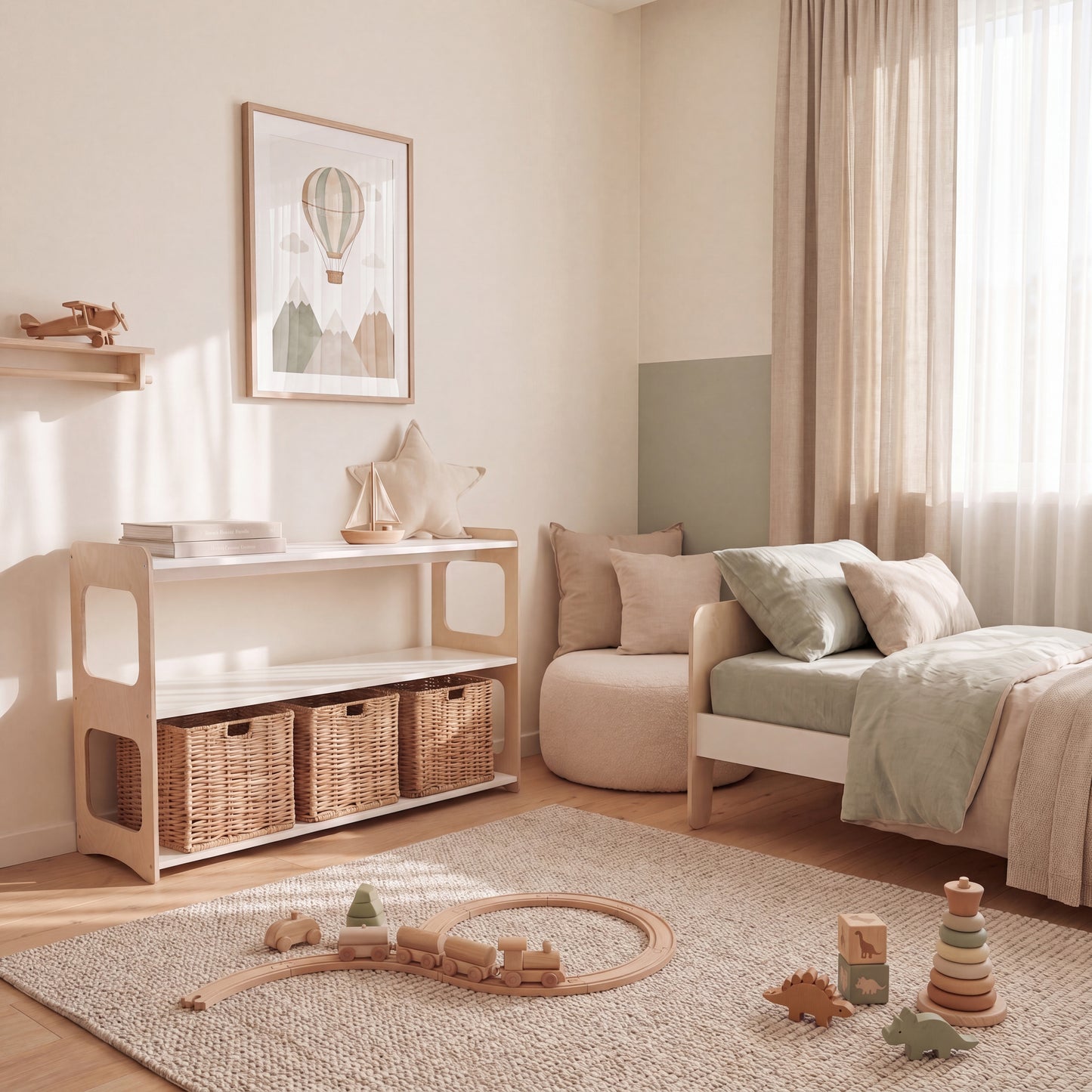 Three-Tier Montessori Shelf | Kids Furniture | Kids Shelving