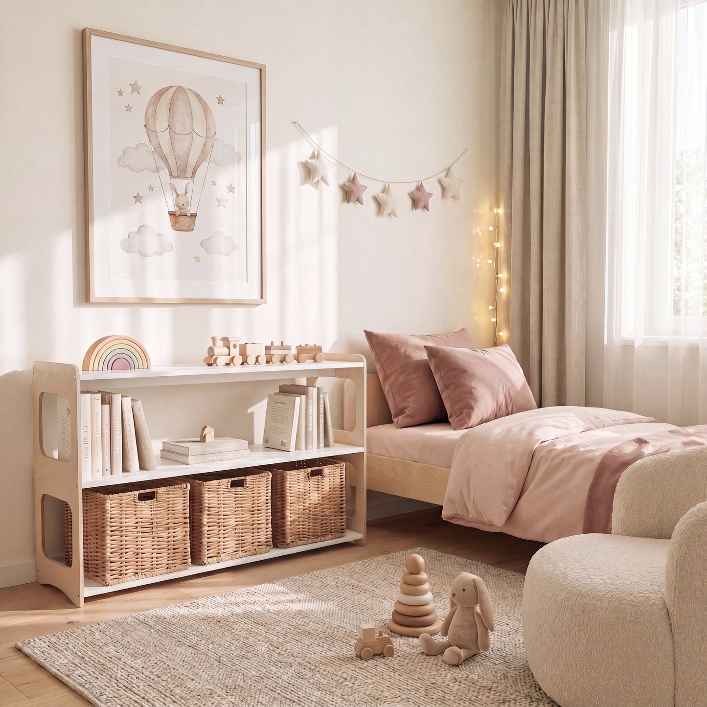 Three-Tier Montessori Shelf | Kids Furniture | Kids Shelving