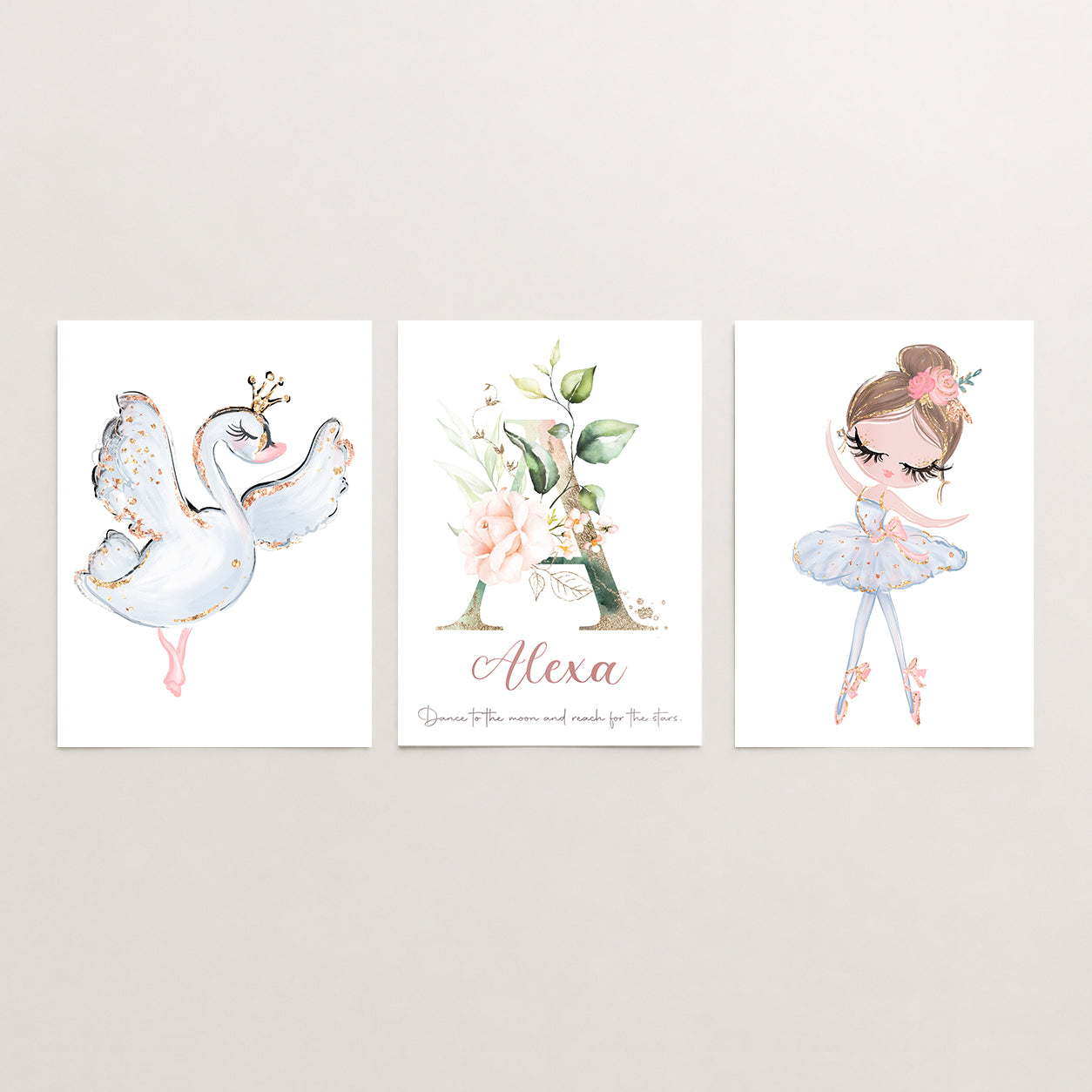 Prima Ballerina - Set of 3 - Printed Wall Art