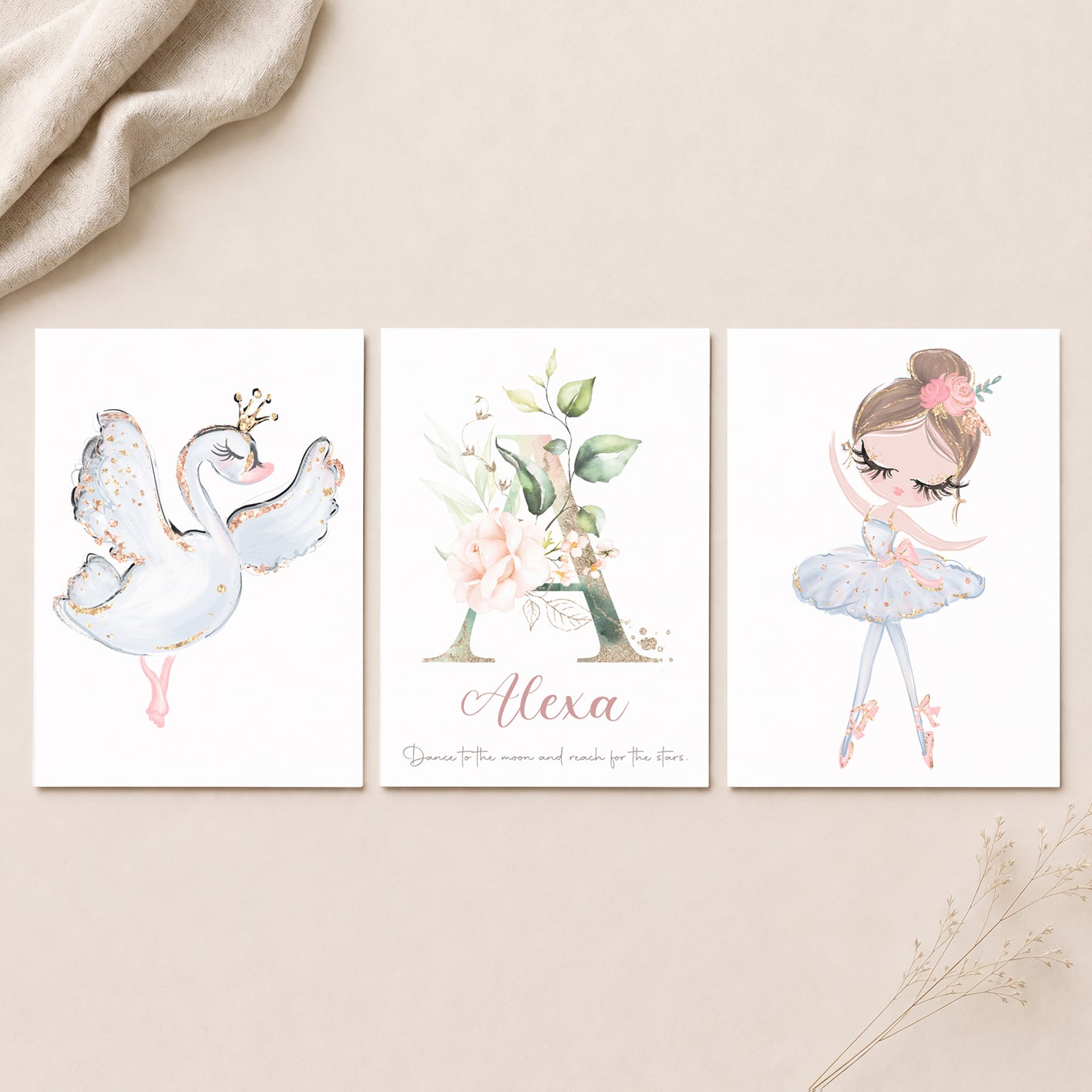 Prima Ballerina - Set of 3 - Printed Wall Art