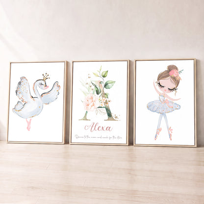 Prima Ballerina - Set of 3 - Printed Wall Art