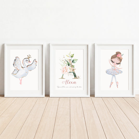Prima Ballerina - Set of 3 - Printed Wall Art