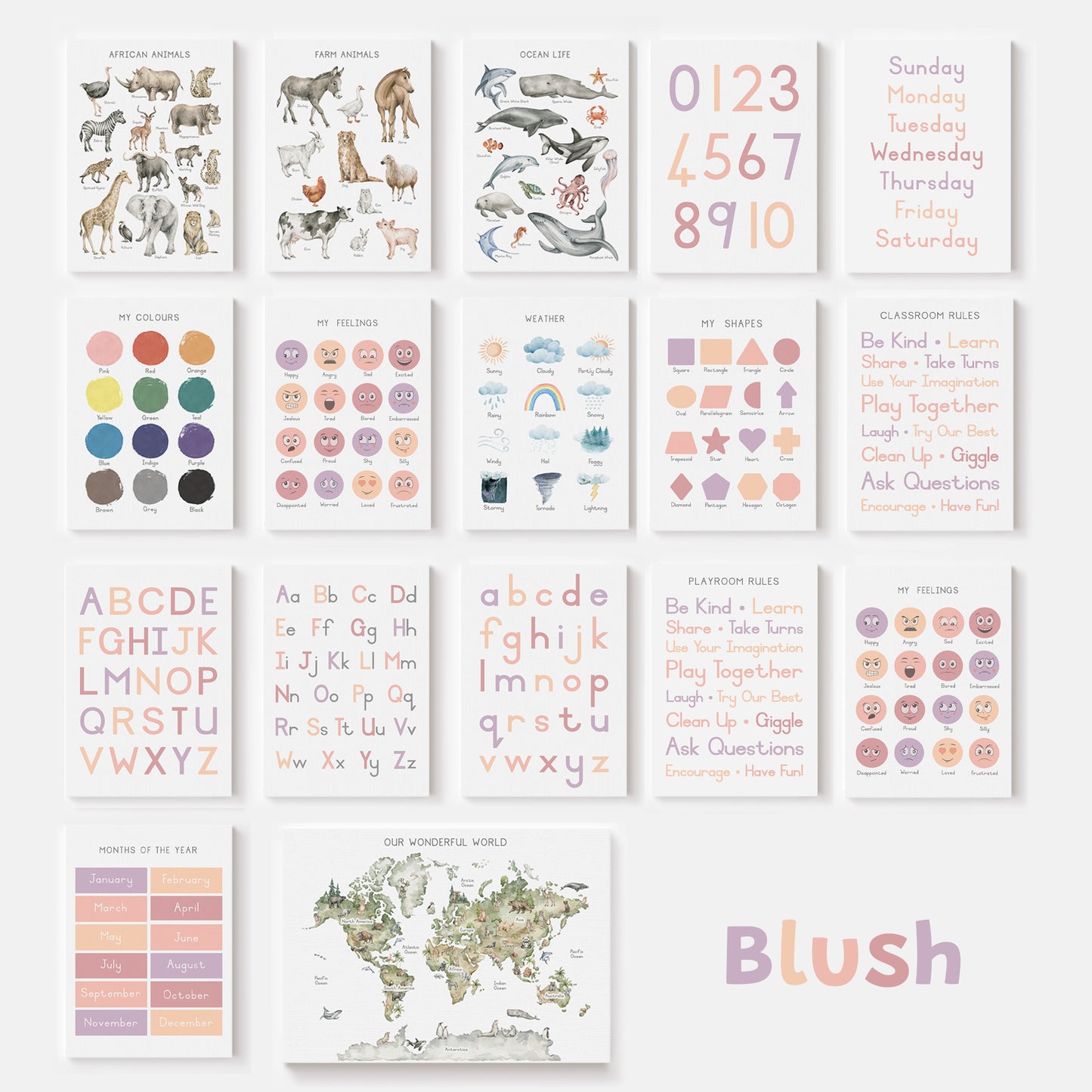 Educational Bundle - 16 Posters - Printable Wall Art - Instant Download