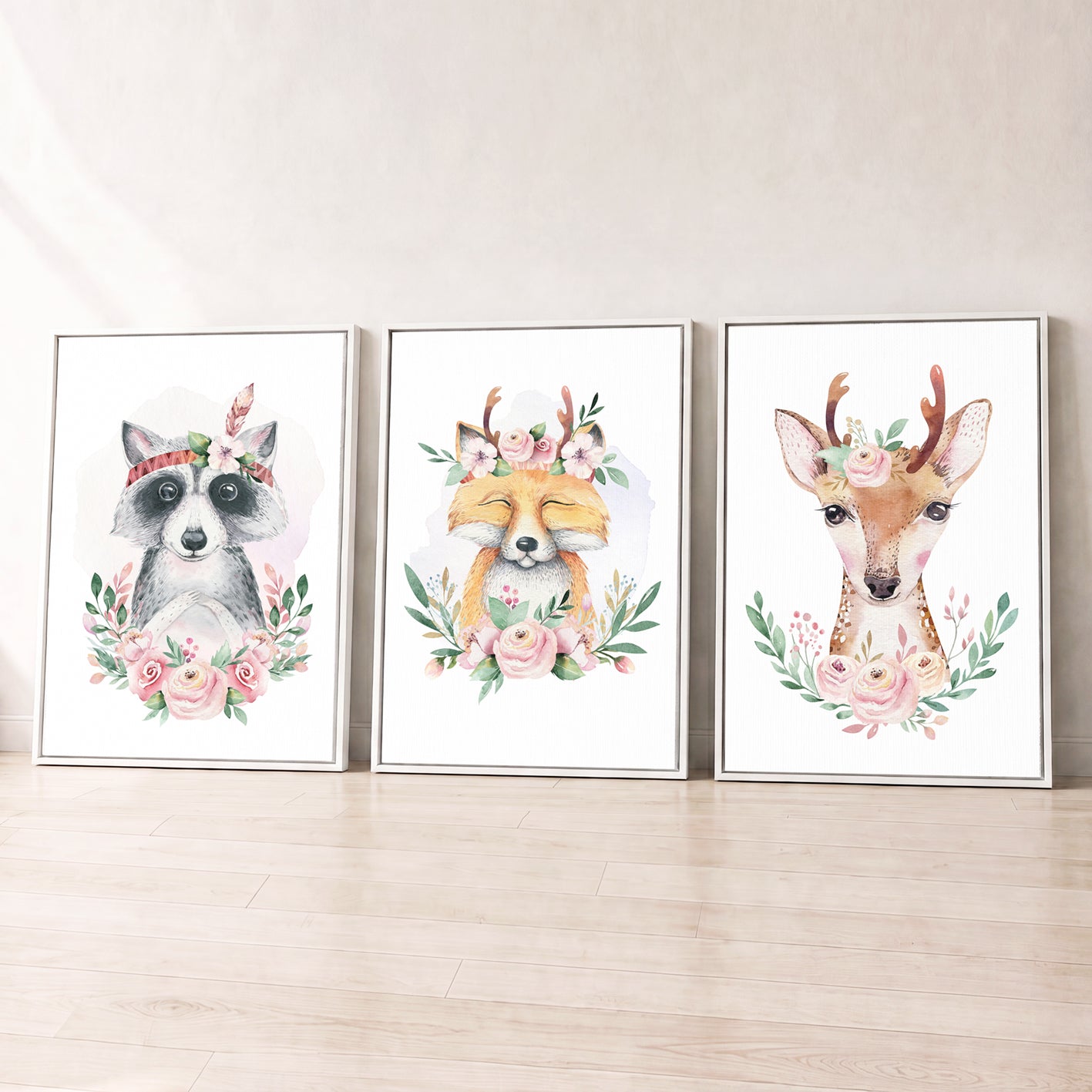 Boho Woodland Animals - Set of 3 - Printed Wall Art