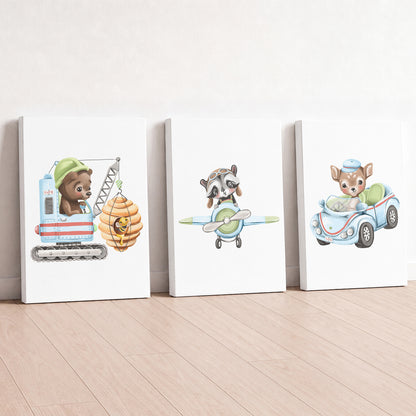 Little Adventure Vehicles - Set of 3 - Printed Wall Art