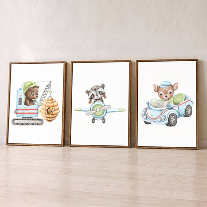 Little Adventure Vehicles - Set of 3 - Printed Wall Art