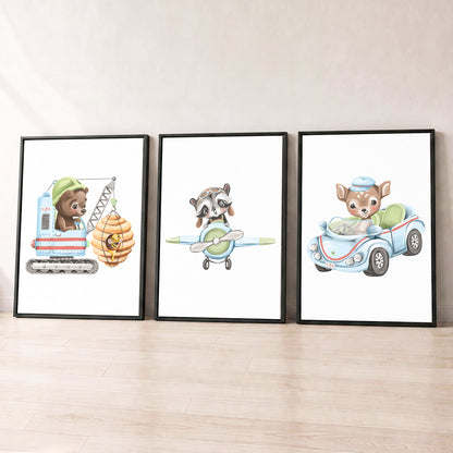 Little Adventure Vehicles - Set of 3 - Printed Wall Art
