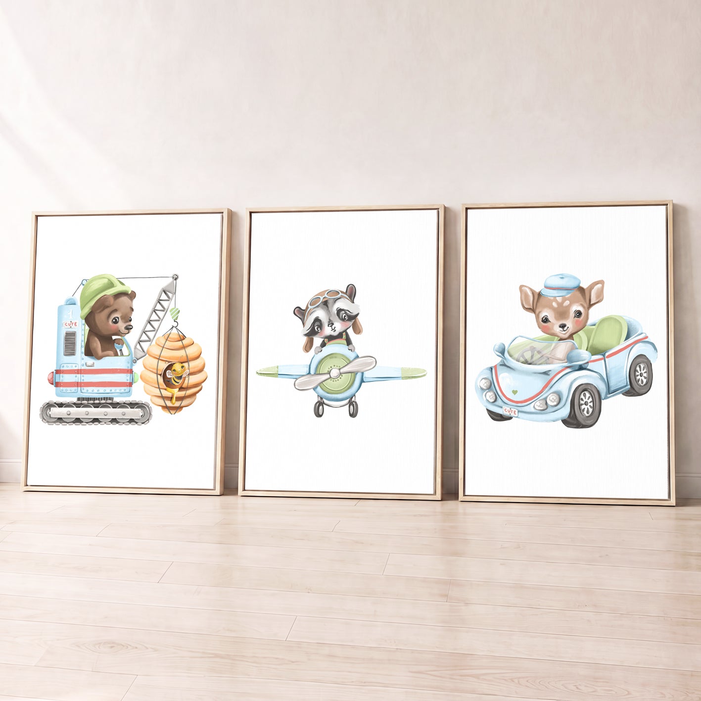 Little Adventure Vehicles - Set of 3 - Printed Wall Art