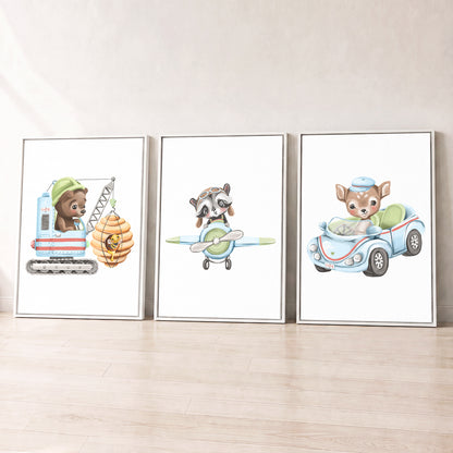 Little Adventure Vehicles - Set of 3 - Printed Wall Art
