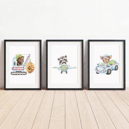 Little Adventure Vehicles - Set of 3 - Printed Wall Art