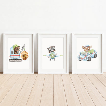 Little Adventure Vehicles - Set of 3 - Printed Wall Art