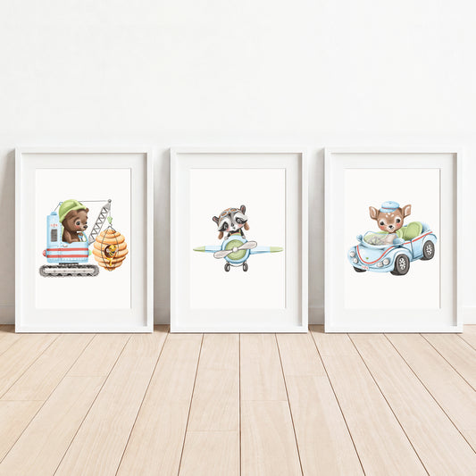 Little Adventure Vehicles - Set of 3 - Printed Wall Art