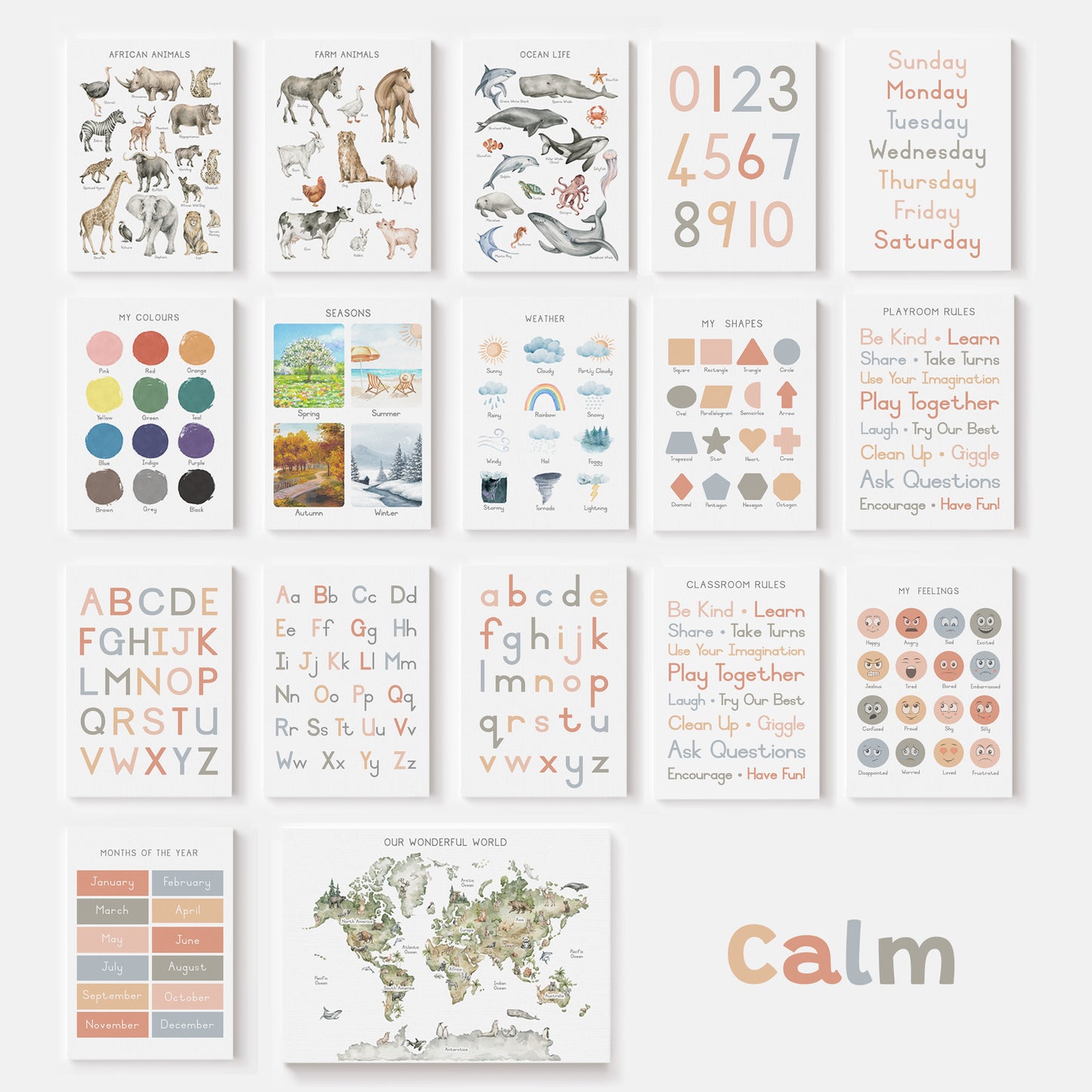 Educational Bundle - 16 Posters - Printable Wall Art - Instant Download