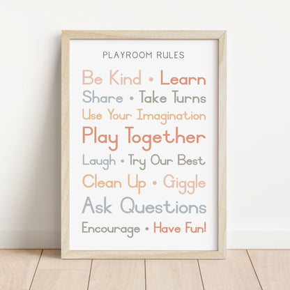 Playroom Rules - Printable Wall Art - Instant Download