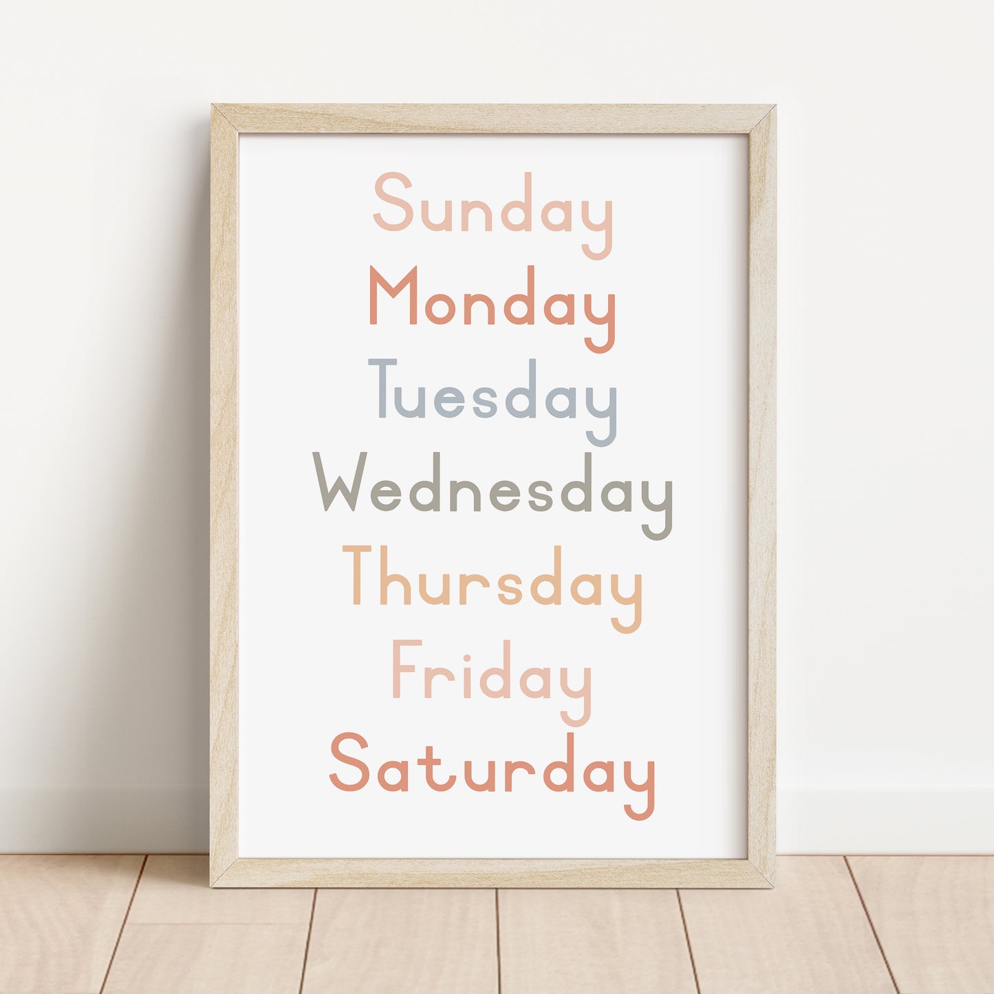 Weekdays - Printable Wall Art - Instant Download