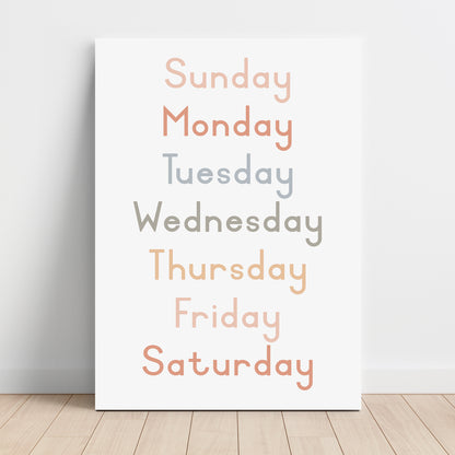 Weekdays - Printable Wall Art - Instant Download