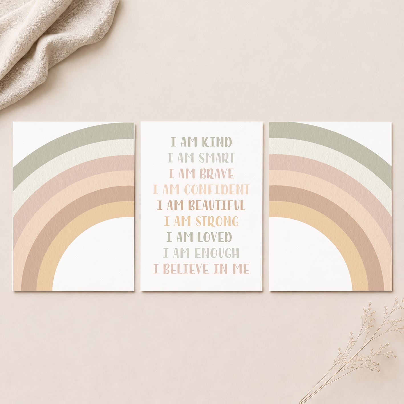 Calm Affirmations - Set of 3 - Printed Wall Art