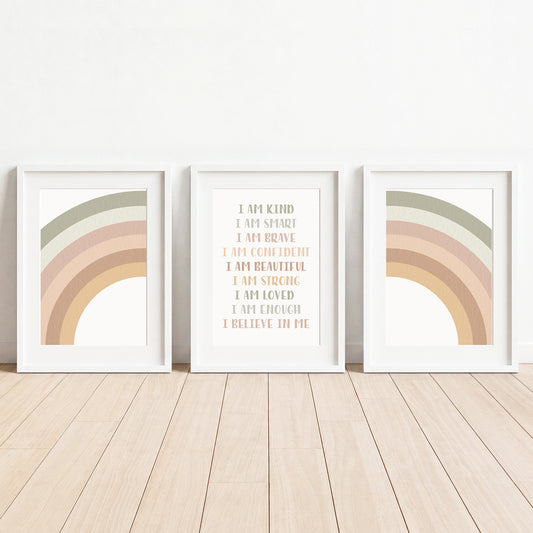Calm Affirmations - Set of 3 - Printed Wall Art