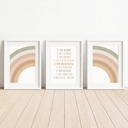 Calm Affirmations - Set of 3 - Printed Wall Art
