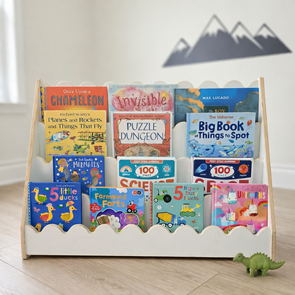 Kids Scallop Floor Bookshelf – WHITE | Montessori | Kids Bookshelf