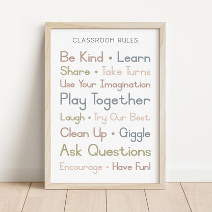 Classroom Rules - Printable Wall Art - Instant Download