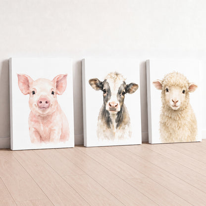Farm Animal Friends - Set of 3 - Printed Wall Art