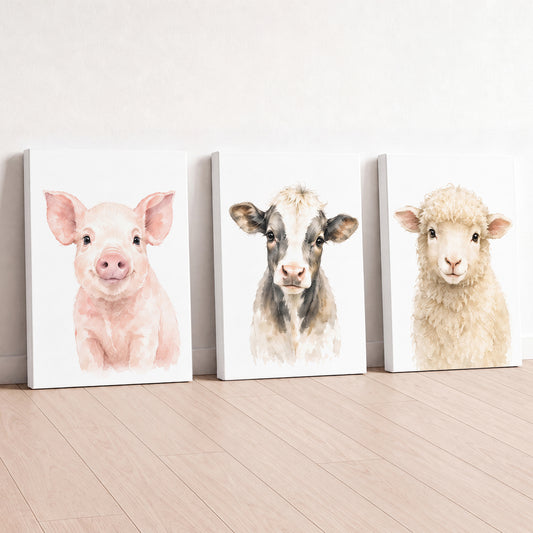 Farm Animal Friends - Set of 3 - Printed Wall Art