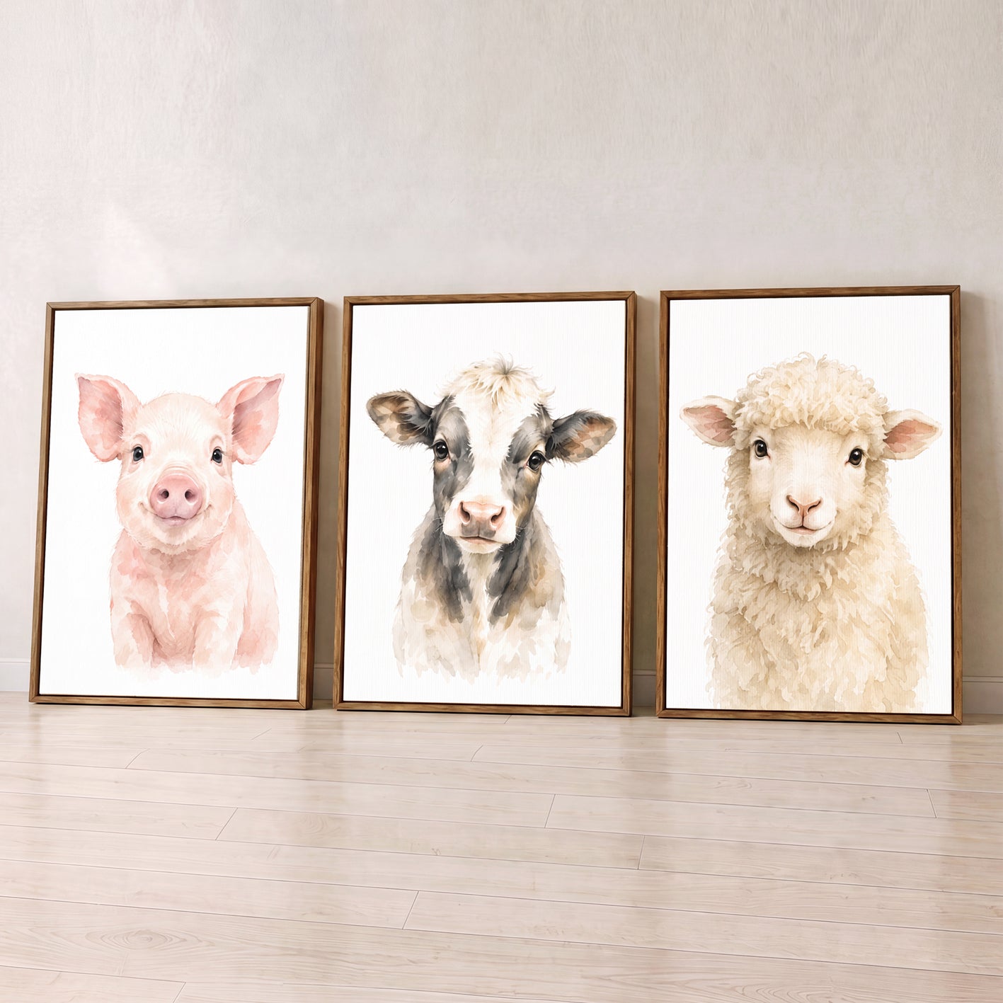 Farm Animal Friends - Set of 3 - Printed Wall Art