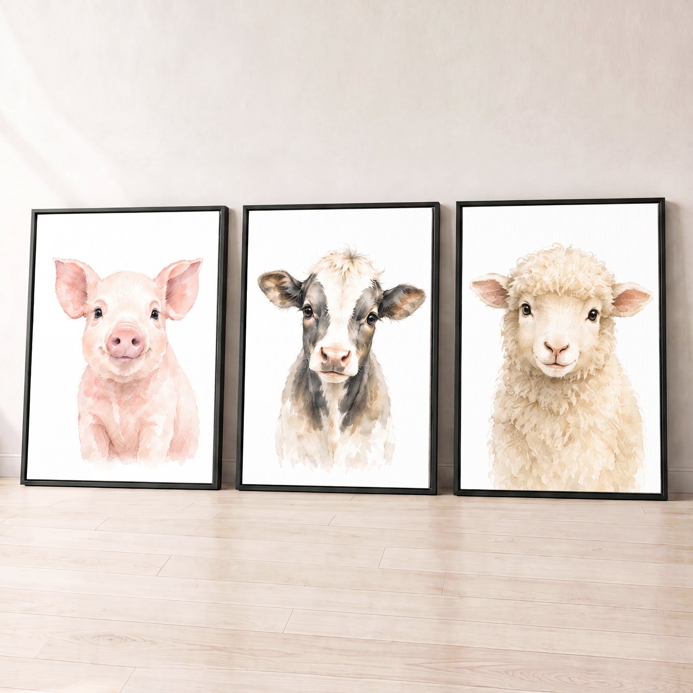 Farm Animal Friends - Set of 3 - Printed Wall Art