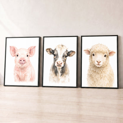 Farm Animal Friends - Set of 3 - Printed Wall Art