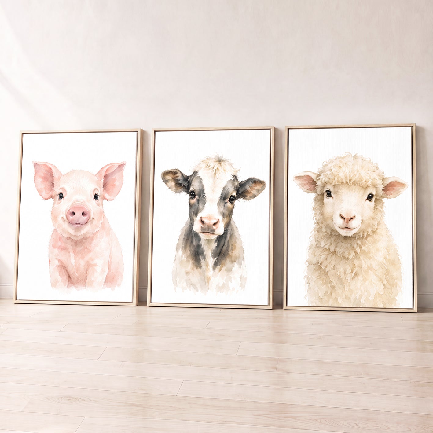Farm Animal Friends - Set of 3 - Printed Wall Art