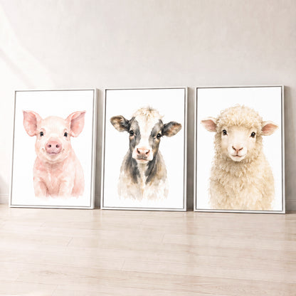 Farm Animal Friends - Set of 3 - Printed Wall Art