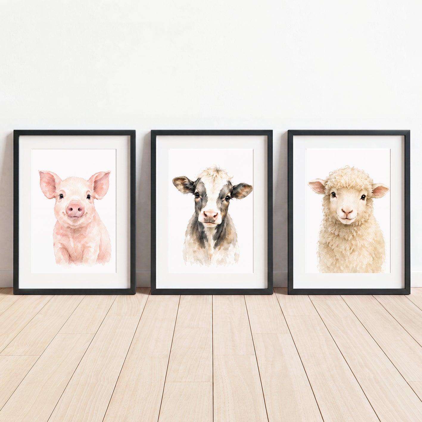 Farm Animal Friends - Set of 3 - Printed Wall Art