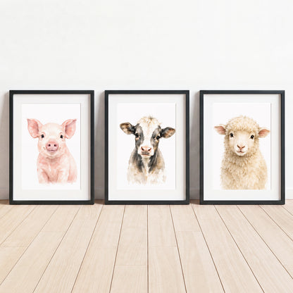 Farm Animal Friends - Set of 3 - Printed Wall Art