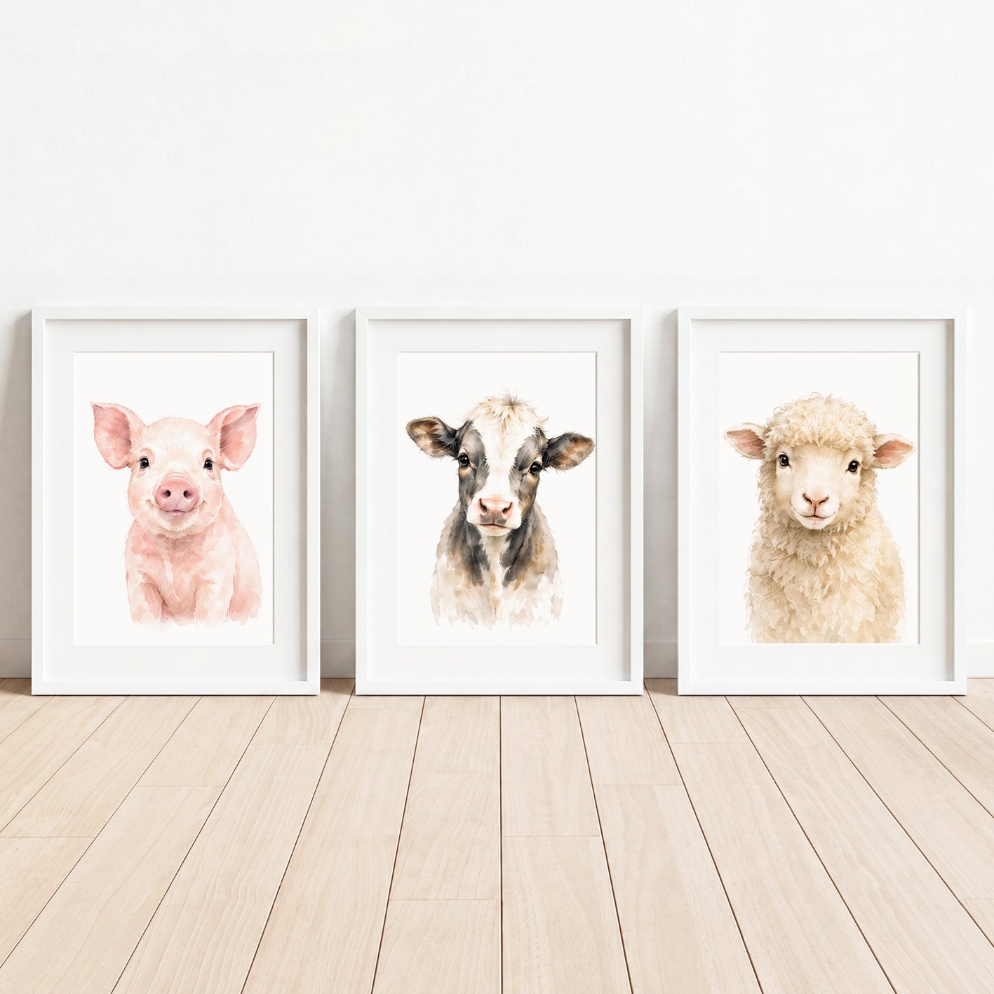Farm Animal Friends - Set of 3 - Printed Wall Art
