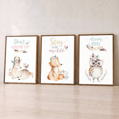 Woodland Friends - Set of 3 - Printed Wall Art