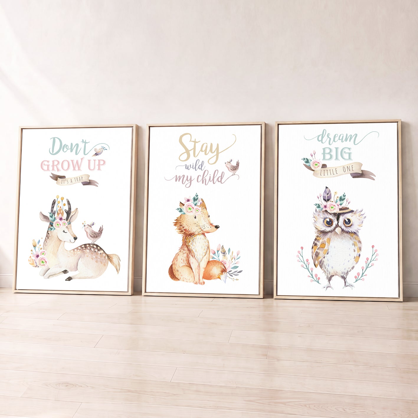 Woodland Friends - Set of 3 - Printed Wall Art