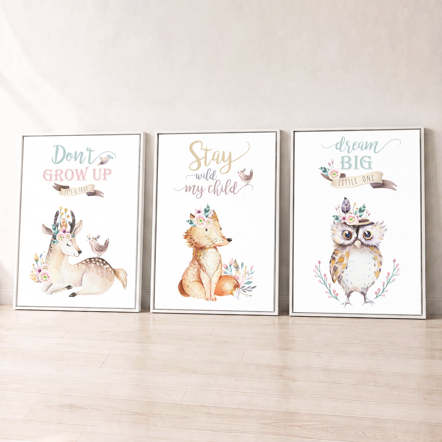 Woodland Friends - Set of 3 - Printed Wall Art