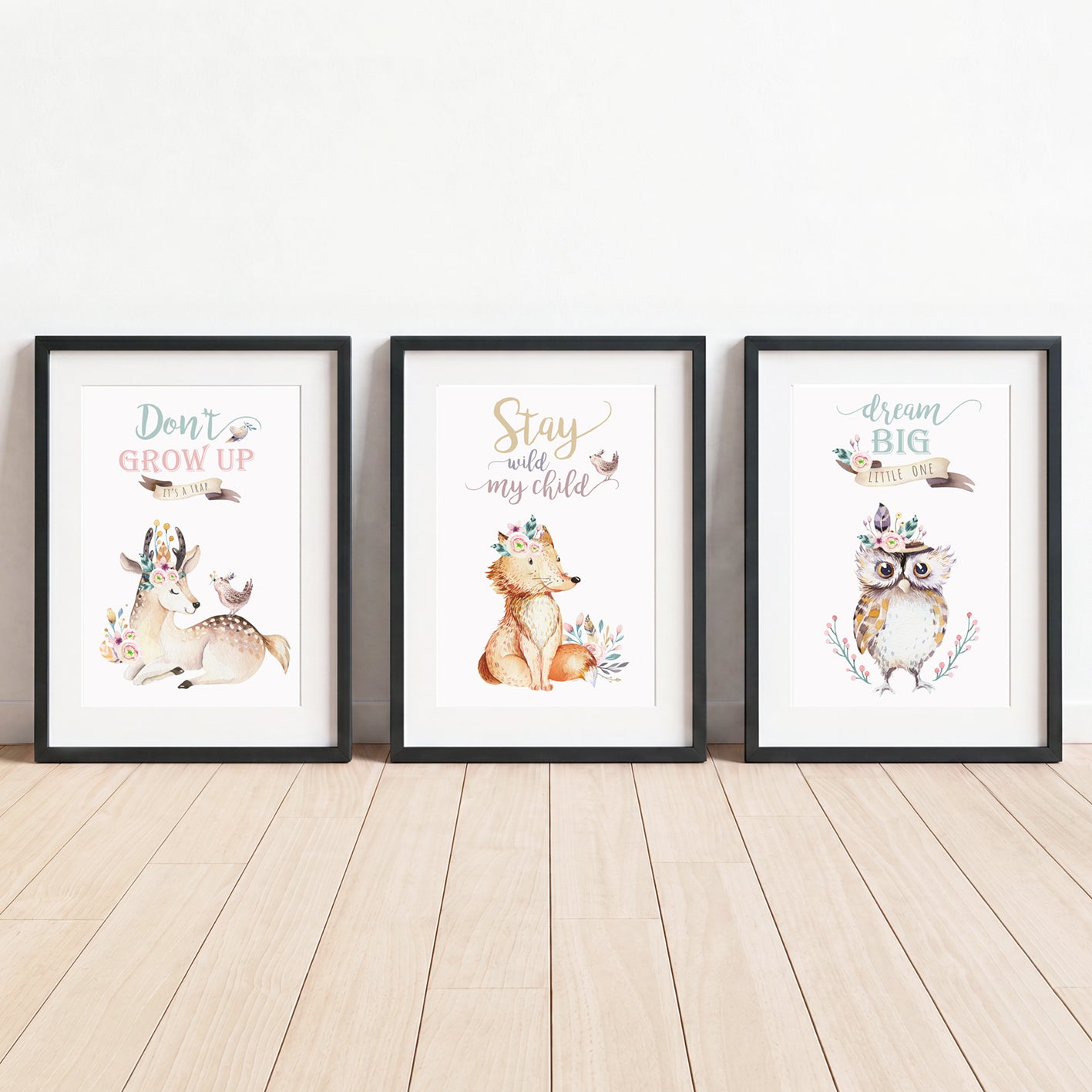 Woodland Friends - Set of 3 - Printed Wall Art
