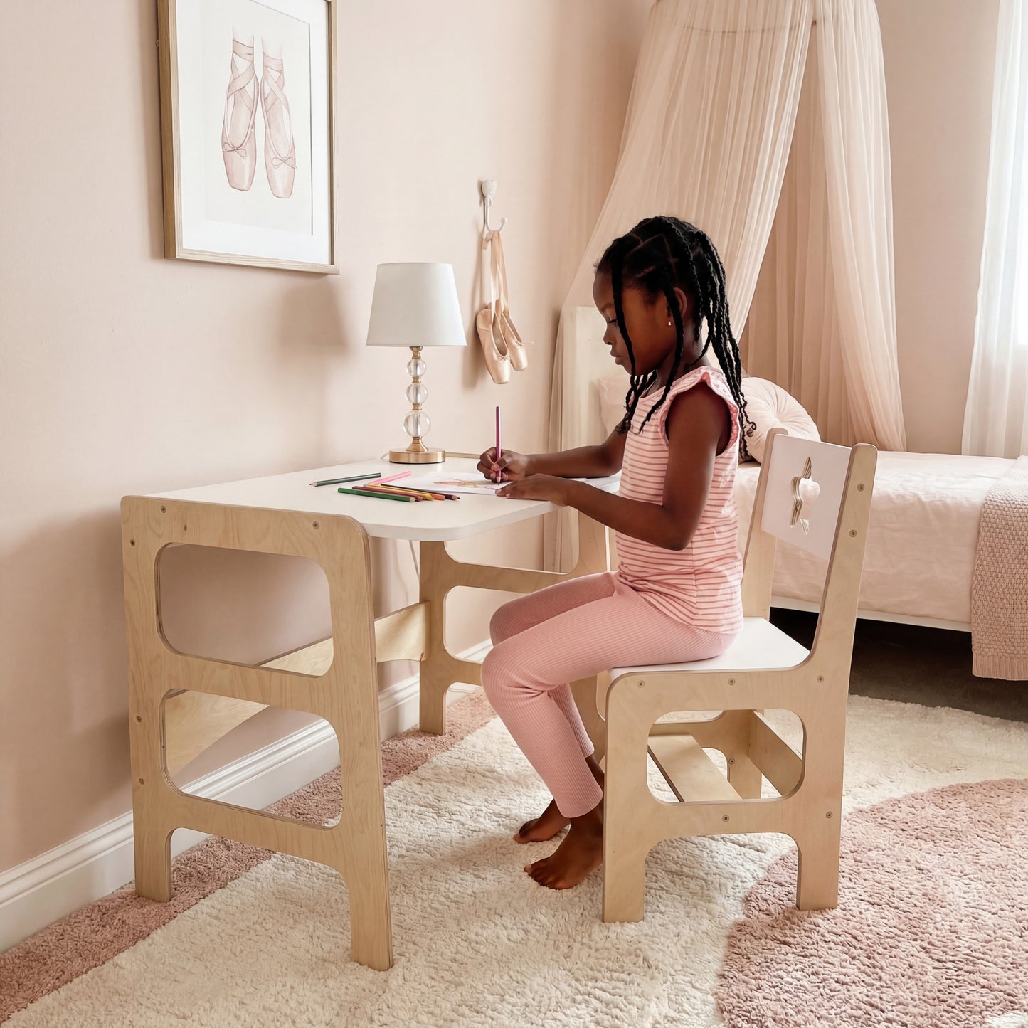 Kids Desk and Chair Set – White - 5-10 Years+