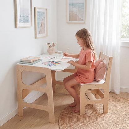 Kids Desk and Chair Set – White - 5-10 Years+