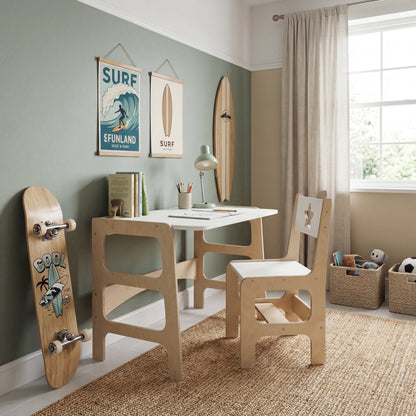 Kids Desk and Chair Set – White - 5-10 Years+