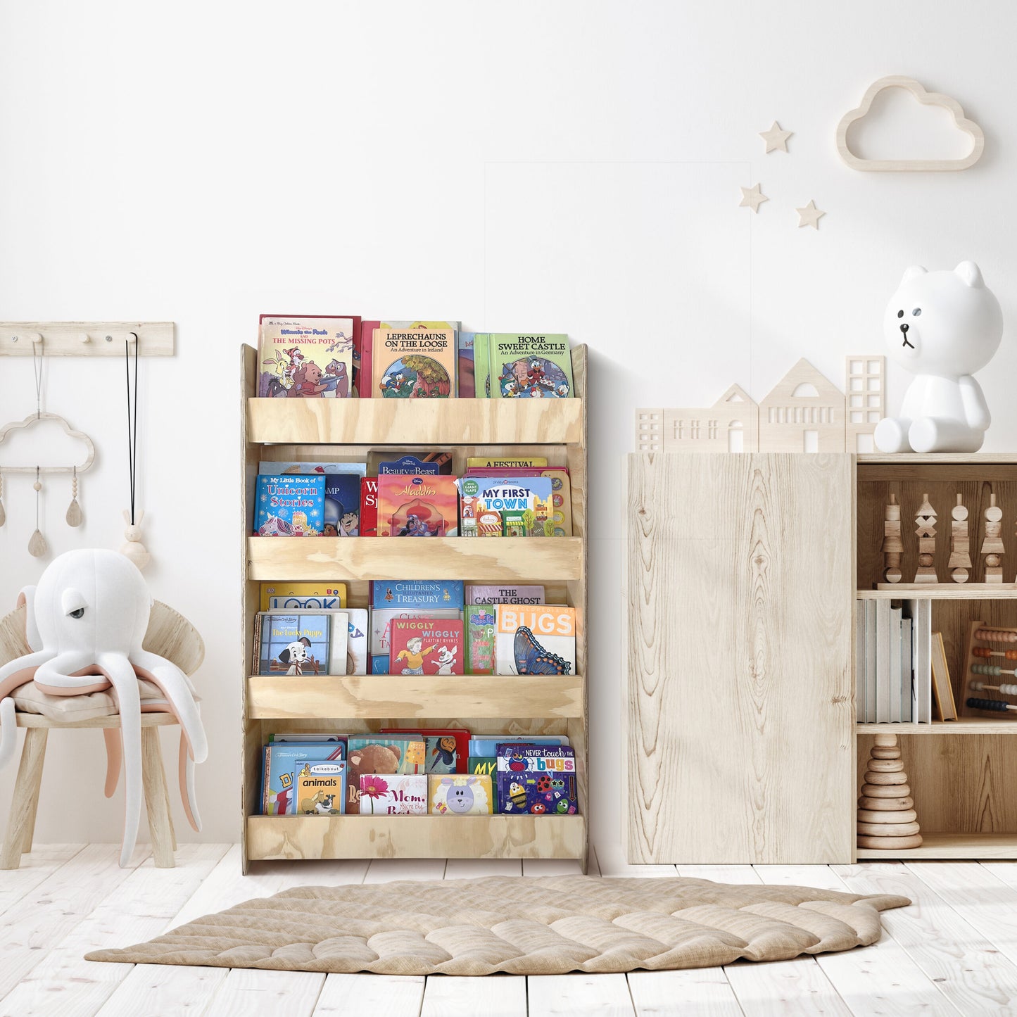 Montessori Standing Wall Bookshelf | Extra Large | Kids Bookshelf