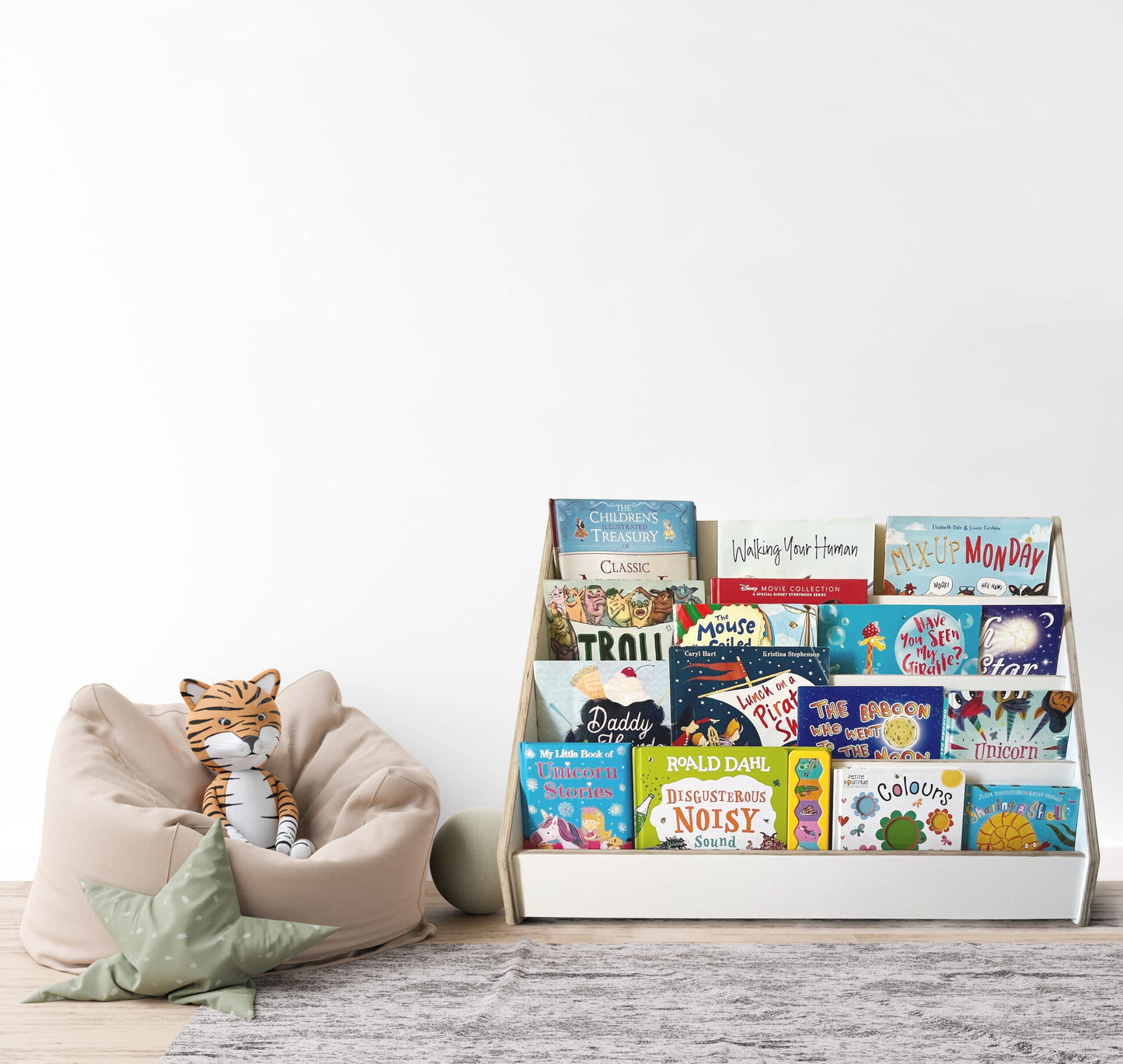 White Montessori Floor Bookshelf | Kids Bookshelf