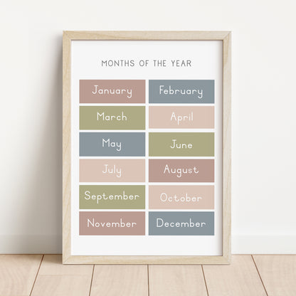Months - Printable Wall Art - Instant Download