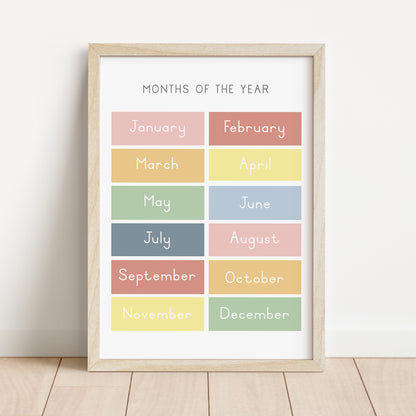Months - Printable Wall Art - Instant Download