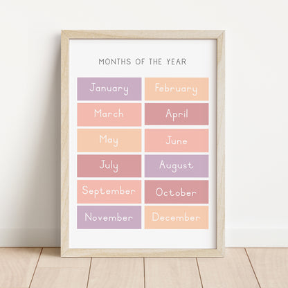 Months - Printable Wall Art - Instant Download